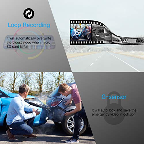 Mirror Dash Cam for Cars 10" 1080P Touch Screen Front and Rear View Mirror Backup Camera Dual Lens Dash Camera with Enhanced Night Vision G-Sensor Parking Monitor 32GB SD Card