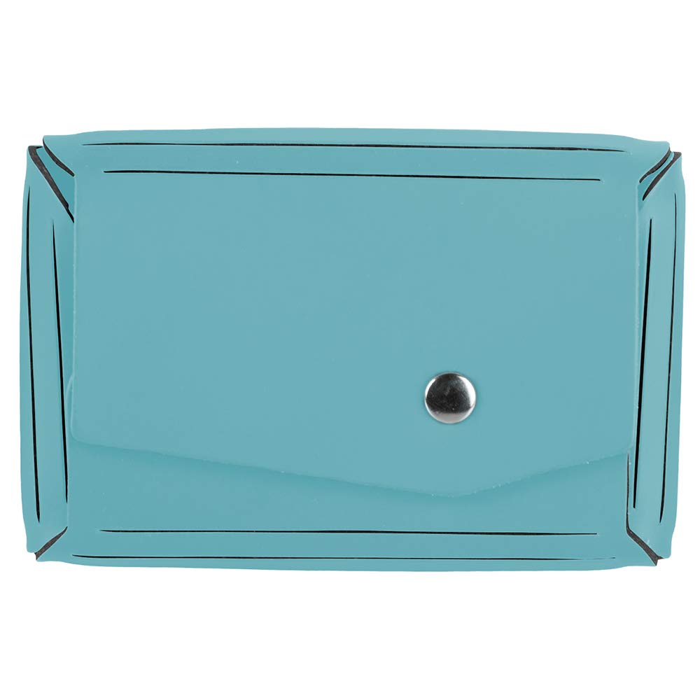 JAM Paper Italian Leather Business Card Holder Case with Angular Flap - Teal Blue - Sold Individually