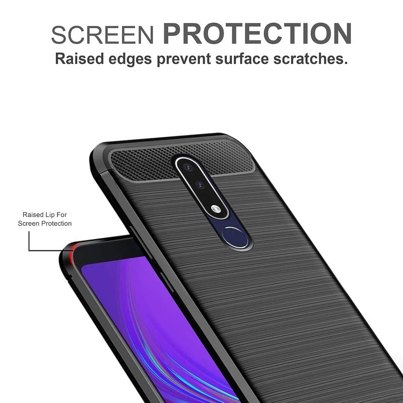 Image of Hybrid Carbon Fiber Back Case for Nokia 3.1 Plus (Black)