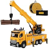 Mobile Crane Tow Truck Toy for Logging Farm Port Shipyard Building Bridge Construction Vehicles Engine Machine City Gravity Lifting Arm Kids Boys Age 3-5 4-7 Years Old Christmas Birthday Easter Gifts