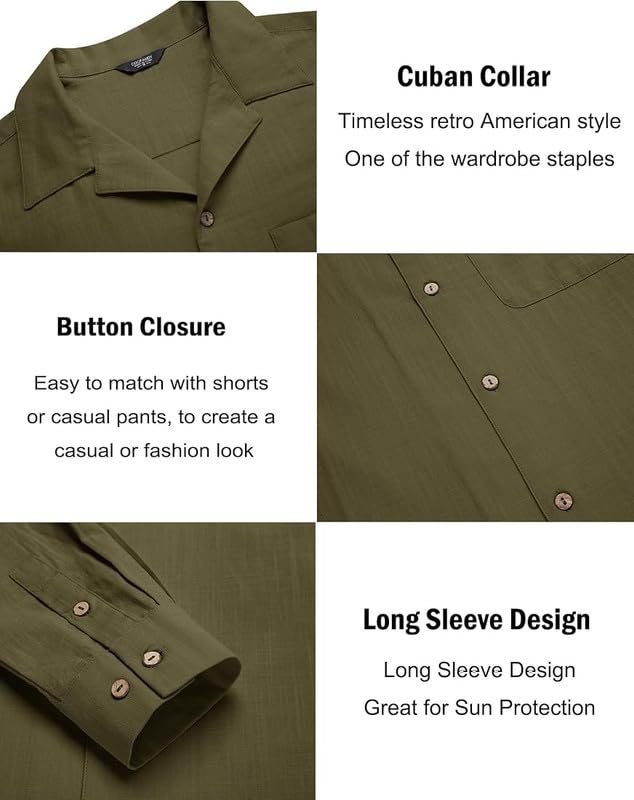 Image of Combo of Men's Casual Cotton Blend Shirt || Long Sleeve Button Down with Spread Collar | Lightweight Breathable Fabric | Stylish Solid Shirt for Beach, Office & Everyday Wear Pack of 2