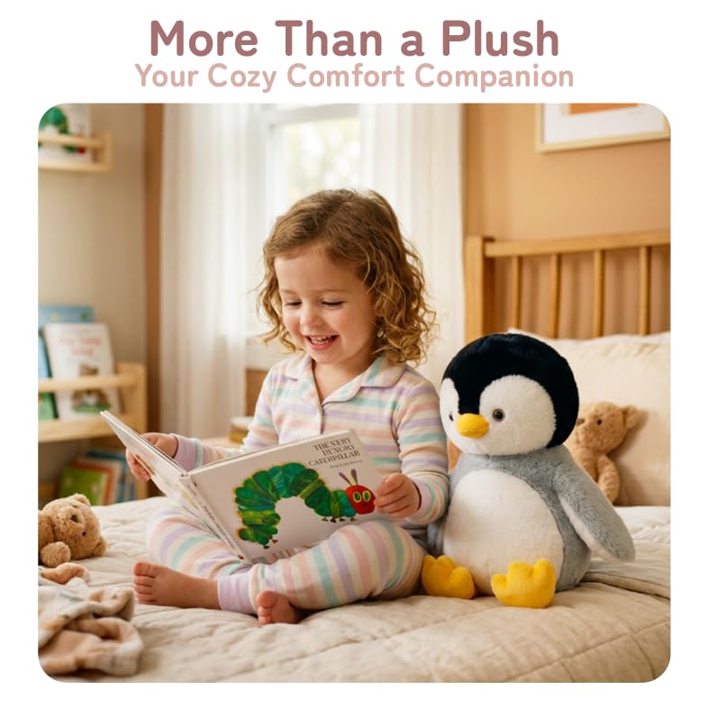 Image of Niuniu Daddy Weighted Stuffed Animals, 14 in 3.5 lbs, Penguin Sensory Plush | Heavy sensory lap pad, lying body pillow for sleeping, machine wash, huggable gift for kids and adults