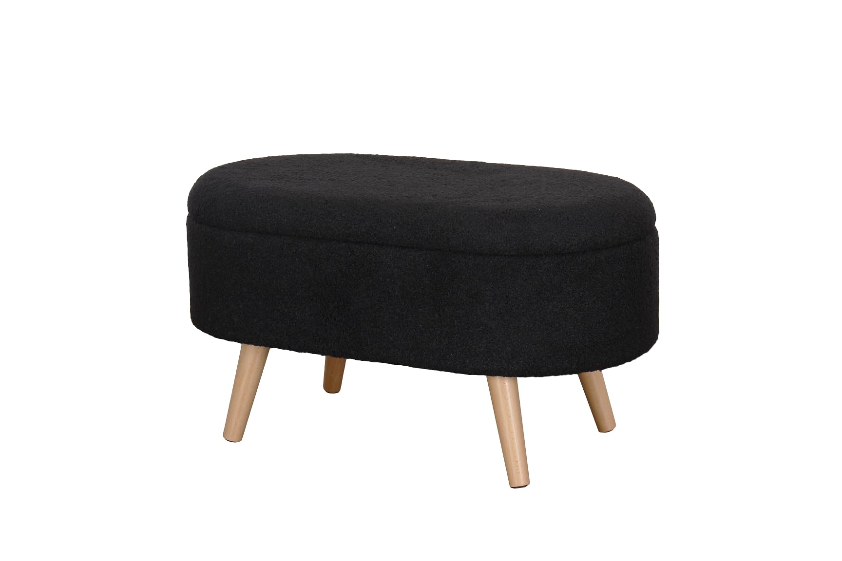 La Maison Large Boucle Ottoman Storage Living Room Hallway Seat Bench Stool Teddy Removable Lid Stylish Practical Footstool Pouffe Wooden Legs