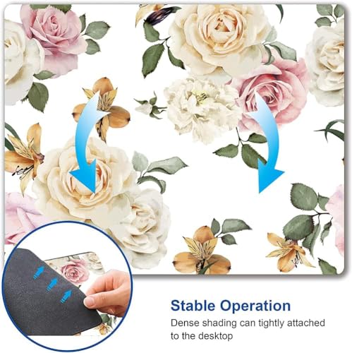 Image of Premium-Textured Mouse Pad, Non-Slip Rubber Base Mousepad for Laptop, Computer & PC, 9.5x7.9 in - Enhanced Precision, Ergonomic Comfort, Ideal for Gaming & Office (Roses Flower)