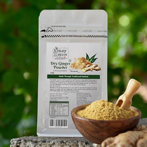 Image of Honey and Spice Dry Ginger Powder (150g) | Paper packaging | No Added Preservatives | Sukku Podi | Dry Sonth /Adrak Powder | Perfect For Cooking, Baking, Smoothies, and Teas