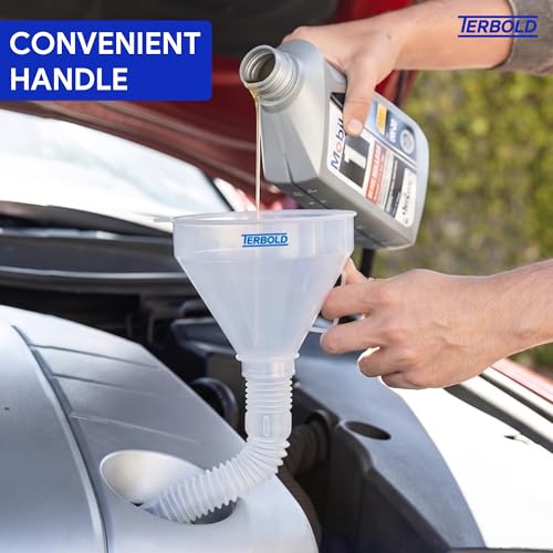 Image of Automotive Flex Funnel with Hose | Wide Mouth Flexible Oil Funnel for Automotive Use - Gas, Transmission Fluid, Car Fuel, Oil Change (Clear)