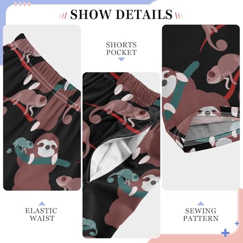 ZZXXB Sloth Chamelon Boys Long Pants Soft Trousers Elastic Waist Kids Lounge Bottoms with Pockets S-XL4