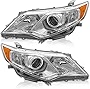AS Headlights Assembly Replacement for 2012 2013 2014 Toyota Camry L /Se /Le /Xle /Hybrid Chrome Housing Amber Reflector Clear Lens Driver and Passenger Side