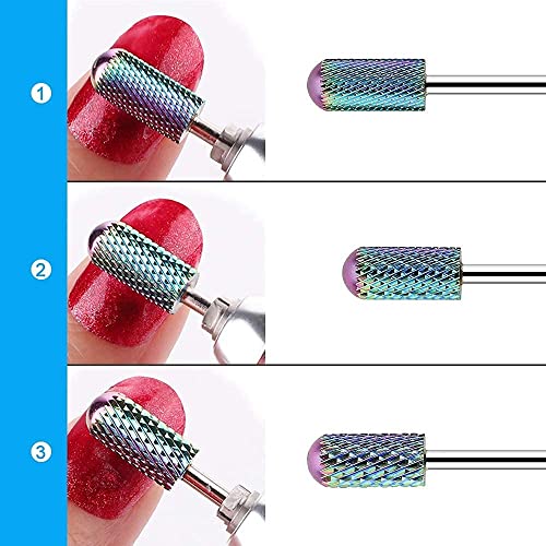 Image of Makartt Tungsten Carbide Nail Drill Bits Set Safety Bits 3Pcs 3 /32 inch Remove Gel Polish Dip Powder Nail Gel Drill Bit Professional Bits Tools Nail File Drill Bit Manicure Pedicure Color B-26