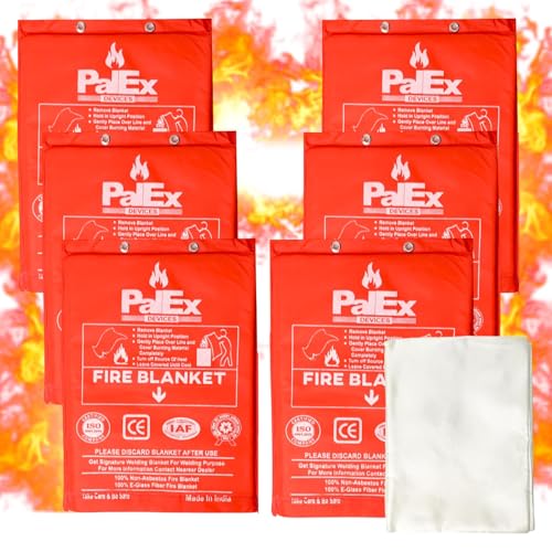 Image of SecureGuard Fire Blanket, Fiberglass Protection Emergency Fire Blanket for Home, Kitchen, Car, School, Office | Flame Retardant Safety Blanket for Fire Rescue (40 L x 40 W Inch, Pack of 6)