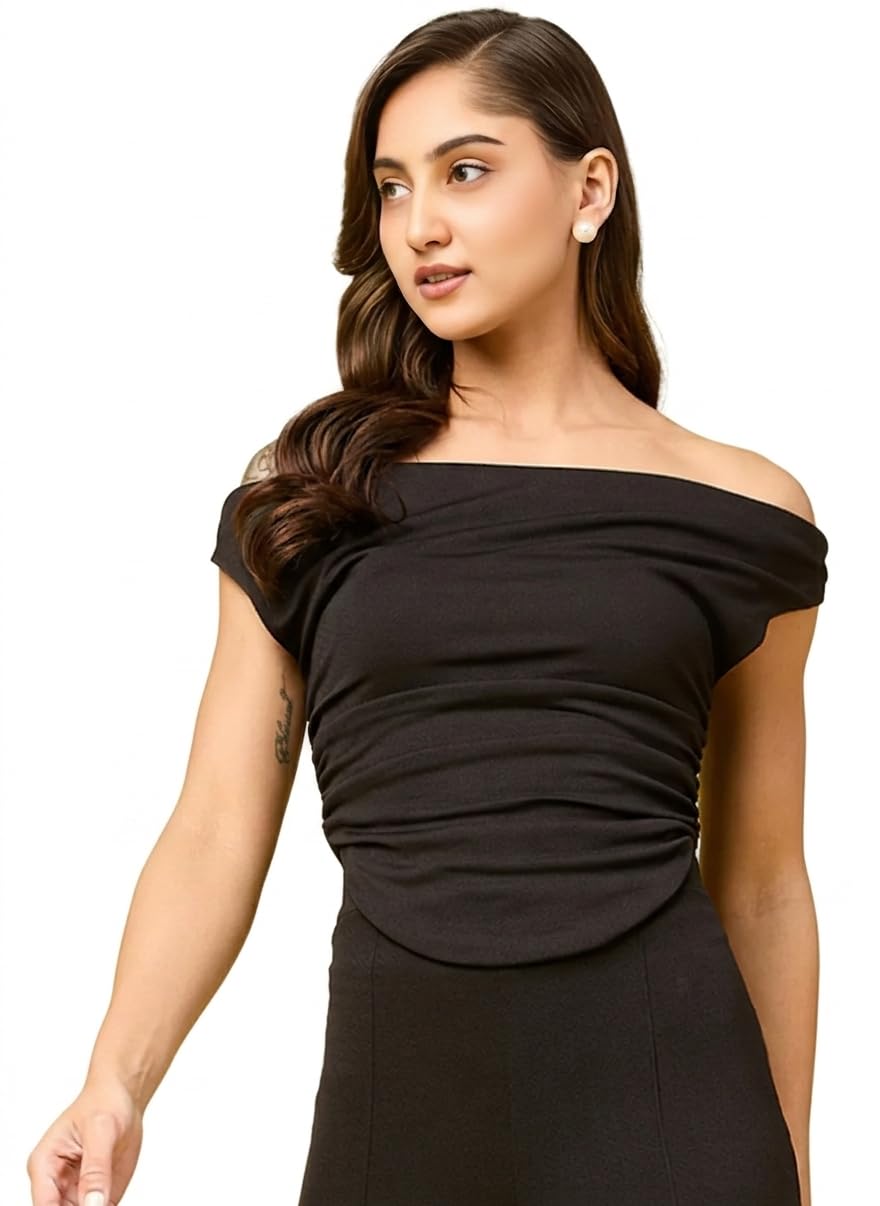 istyle can Women Solid Cowl Neck Sleeveless Slim Fit Crop Top | Style 341Gj | Party Casual-picture-28