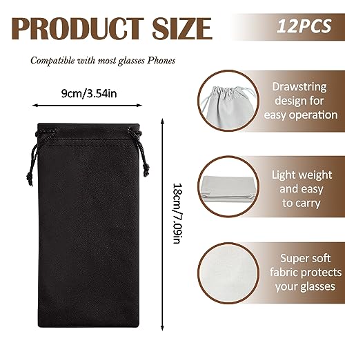 Image of 12 Pcs Microfiber Eyeglass Sunglass Pouch Soft Silm Sunglass Bag Screen Cleaning Bag