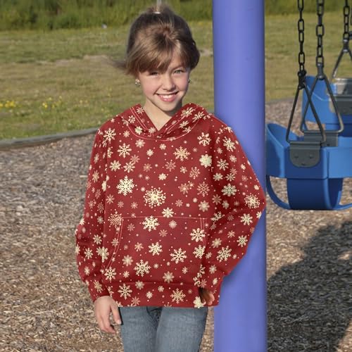 Kids Hoodies Sweaters Christmas Xmas Snowflake Hooded Sweatshirts with Big Pockets for Boys Girls B04000884