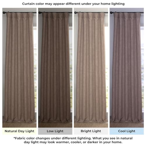 Image of HPD Half Price Drapes - Faux Linen Curtains for Living Room (1 Panel) - 100W X 108L - Extra Wide Textured Room Darkening Curtains for Bedroom 108 Inches Long - Drapes for Home Decor, Dutch Cocoa
