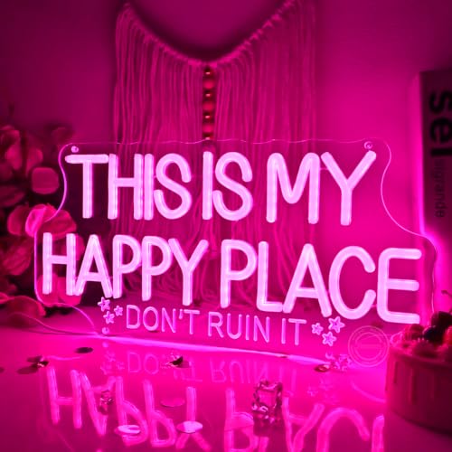 Image of Britrio This Is My Happy Place Neon Sign Light Kids Girl Bedroom Wall Decor