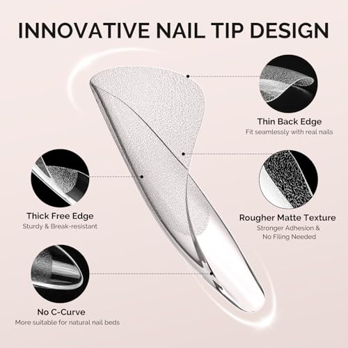 Image of MelodySusie Long Square X Nail Tips - 288Pcs 12 Sizes Clear Acrylic, Half Matte Full Cover Press on Nails for DIY Extension & Salon Use,Pre-Shaped for Long-Lasting Manicure