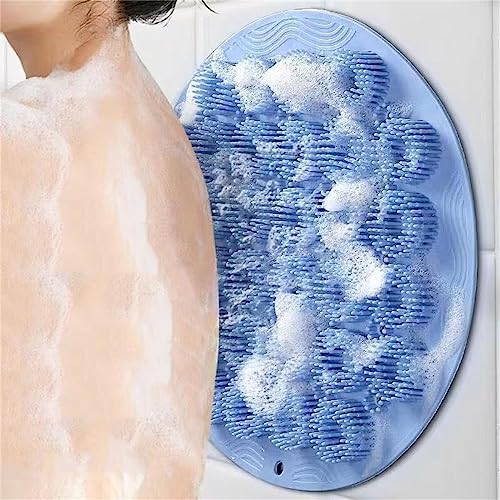 jUlenO Nettoyeur de Dos Et Pieds Tapis de Brosse de Massage avec Antidérapant Ventouses exfoliant Brosse en Silicone Pieds Et Dos Douche (Bleu)