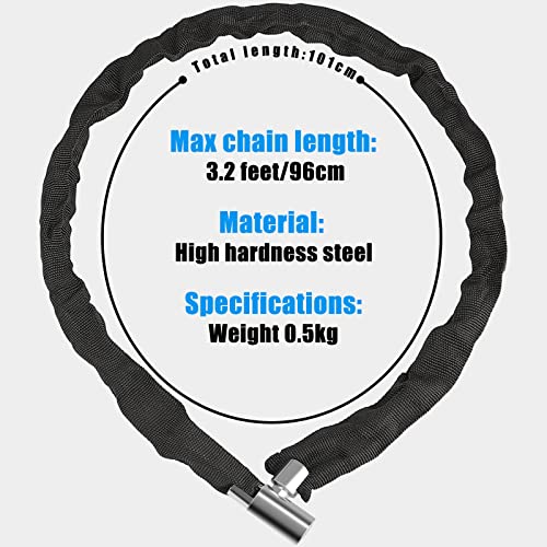 Diyife Bike Lock Heavy Duty, 40Inch/101Cm Bike Chain Lock With 2 Keys, Heavy Duty Anti-Cut High Security Chain Lock, Weatherproof Bicycle Lock For Bike, Motorcycle, Scooter, Door, Gate, Fence #TOP1