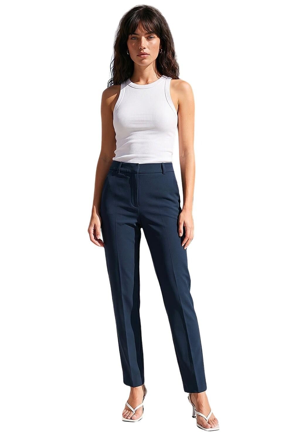Roman Long Straight Leg Stretch Trousers Navy Size 20 - Women's Classic Fit Pants