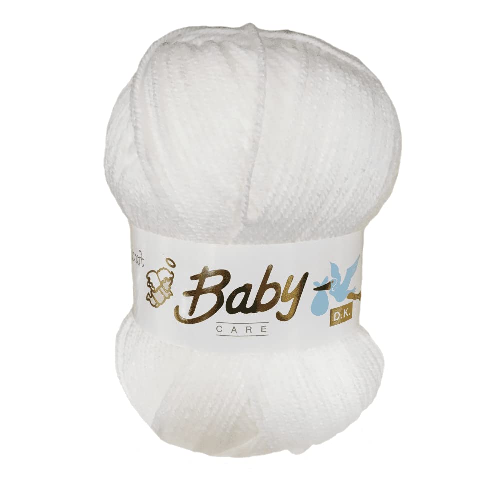 Woolcraft Babycare Baby Wool / Yarn 100g Balls, DK Double Knit White 600
