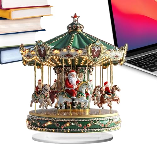 Eojpdji Figuras natalícias, centros de mesa de pai natal em 2D, decorações natalícias de cidade para secretária, para uso interno festas de Natal sala quarto cozinha escritório entrada