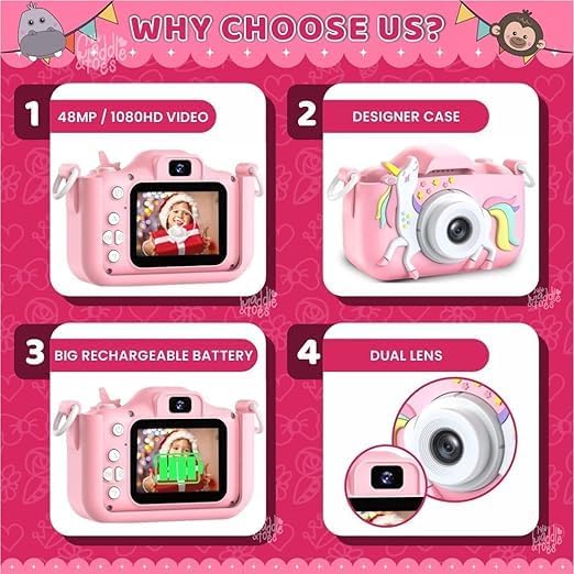 Image of Mini Digital Camera Toy for Kids - USB Rechargeable, 40 MP Photos, 2″ Screen, Easy-to-Use Compact Portable Camera for Children & Beginners