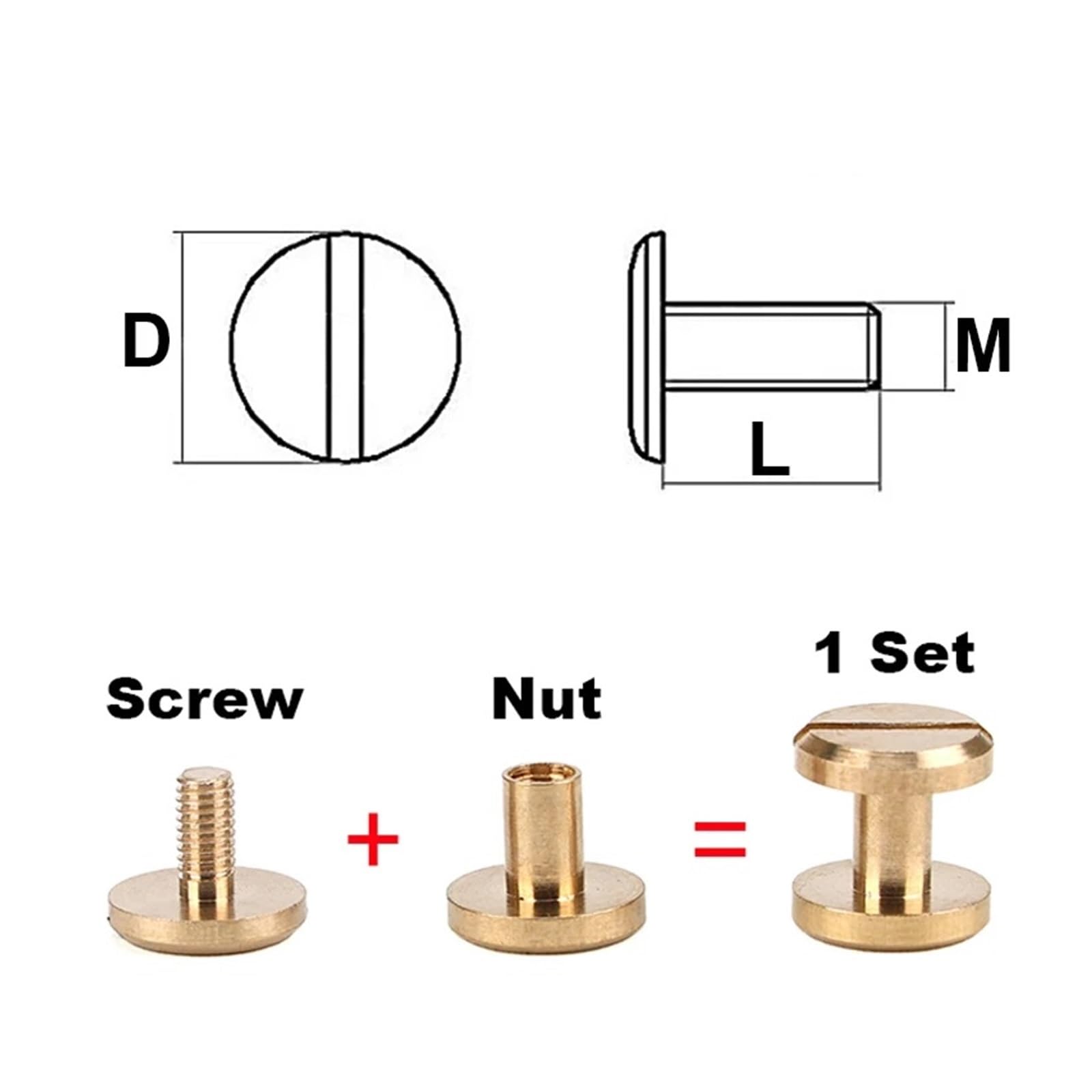 M3/M4 miedziana śruba z łbem płaskim nit z rowkiem para blokady saszetka na pasek klamra połączenie głowy akcesoria skórzane wykrawanie DIY udekoruj(6 in 1 Punch (1Set))