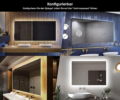 Artforma Rahmenloser LED Badspiegel 150x60 cm mit Warmweiß-/Kaltweiß-Licht – Ansicht 5