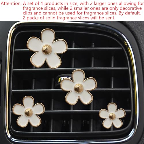 Image of 4 Pieces Daisy Flower Air Vent Clip Car Charm Colorful Car Interior Accessories for Girls Women（Yellow）