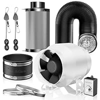 Hon&Guan HI-PE Abluftset Super Luftmenge 360m³/h 100mm Rohrventilator mit Drehzahlregler Aktivkohlenfilter Abluftchlauch Gummimuffe, Fortschrittlicher EC-Motor Lüftungsgebläse Komplettset