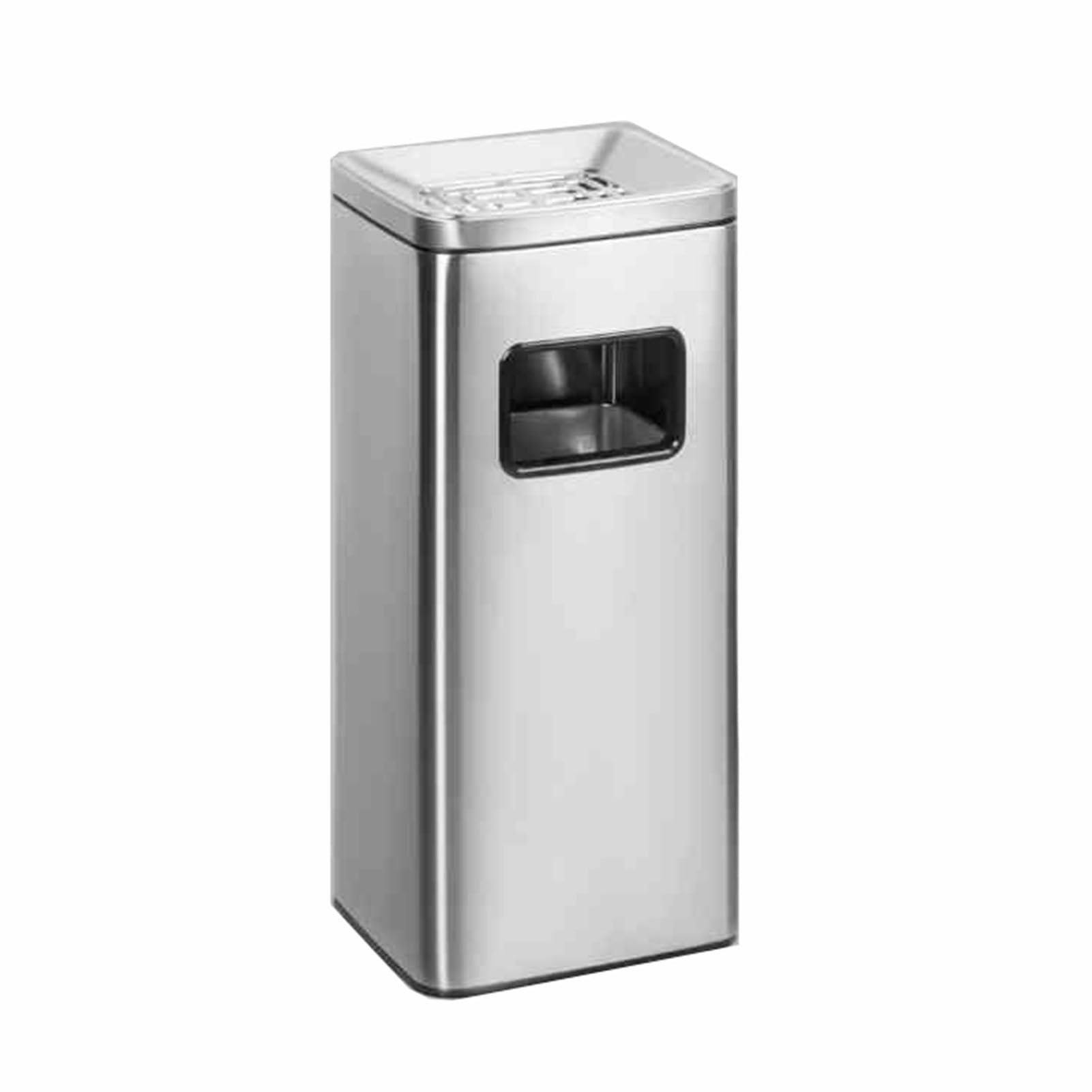 IUokLU Square Column Ashtray Trash Can,Tall Vertical Cigarette Butt Holder,Removable Inner Barrel,12L Capacity（Silver-Style 1）