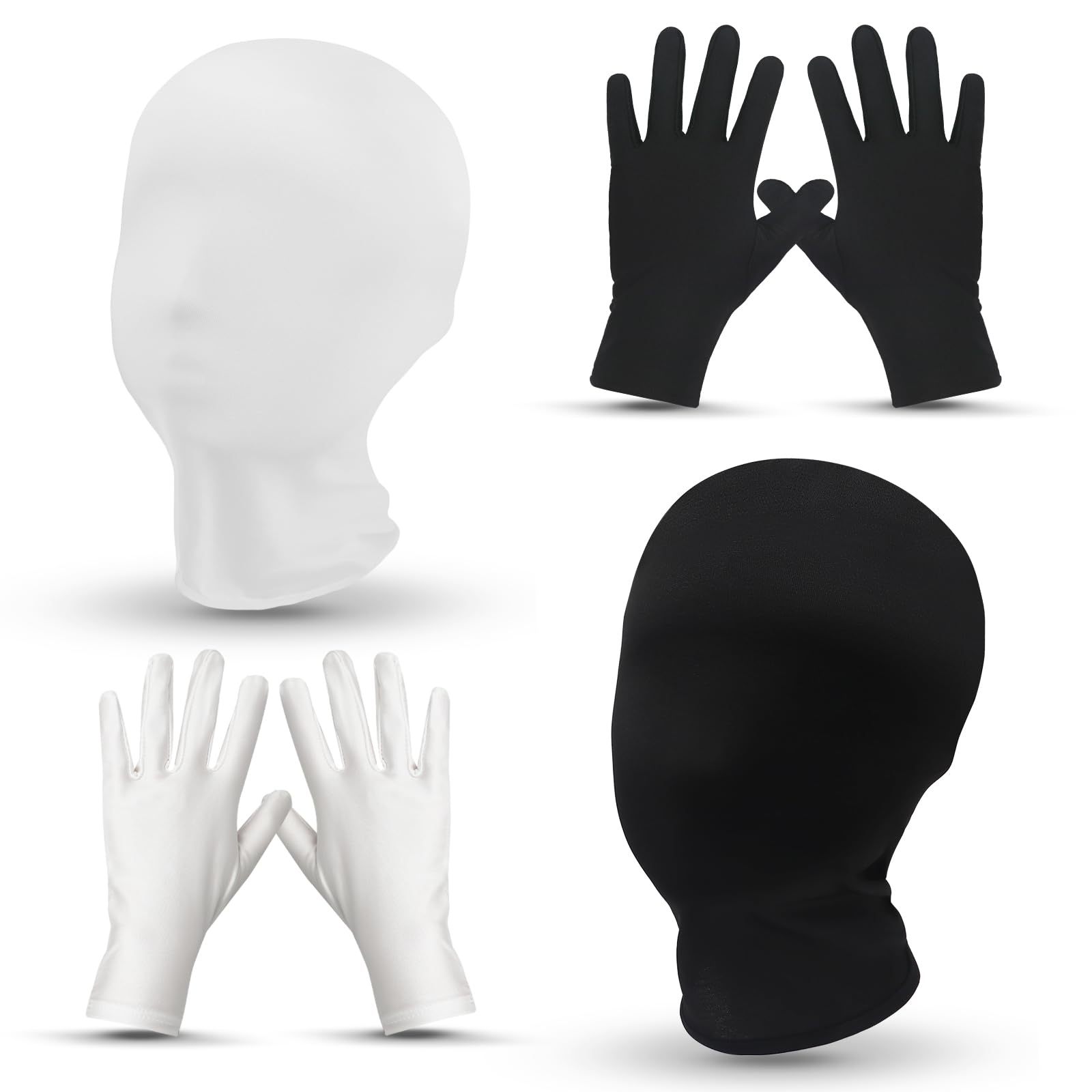 2pcs Black White Full Face Mask, Morph Face Cover, Faceless Skin Masks Halloween Dress Up for Cosplay Halloween Party Costume Unisex Men Women