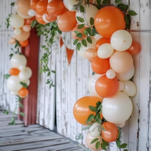 Image of KBZVNAF Orange and White Latex Balloons - 60 Pack 12 inch Orange White Confetti Party Balloons for Birthday, Baby Shower, Wedding, Fall Theme, Halloween Party Decorations