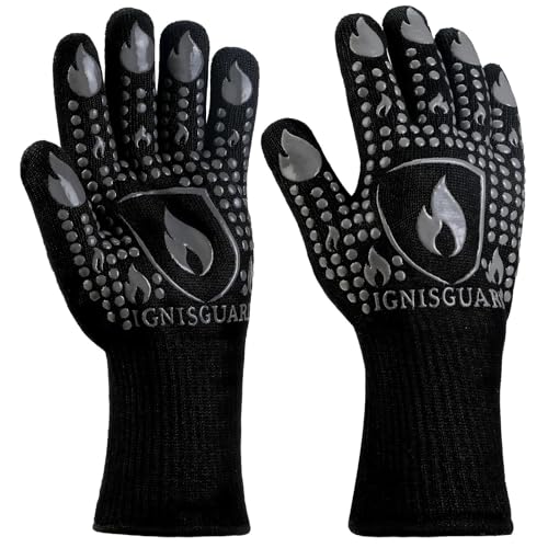Image of BBQ & Grill Gloves, Oven Gloves, 1472F Silicone Oven Mitts Heat Resistant Grilling Gloves Fireproof Non-Slip for Barbecue Cooking Baking Smoking, 1-Pair (Gray, Medium)