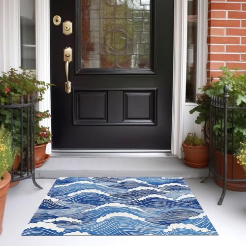 Tapis de chambre ukiyo-e indigo pour bureau calme - 5