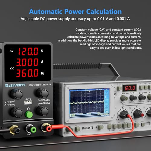Image of Variable DC Power Supply, 120V 3A Adjustable Switching DC Bench Linear Power Supply with High Accuracy 4-Digit LED Display, 5V /2A USB Port, Coarse and Fine Settings