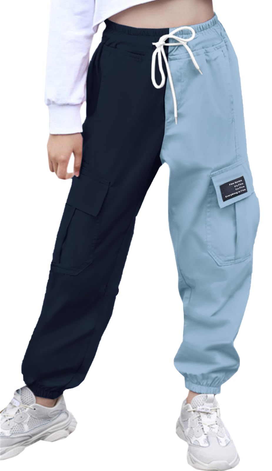 SANGTREE Girls & Womens Drawstring Cargo Jogger Pants,3 Years - Women 3XL