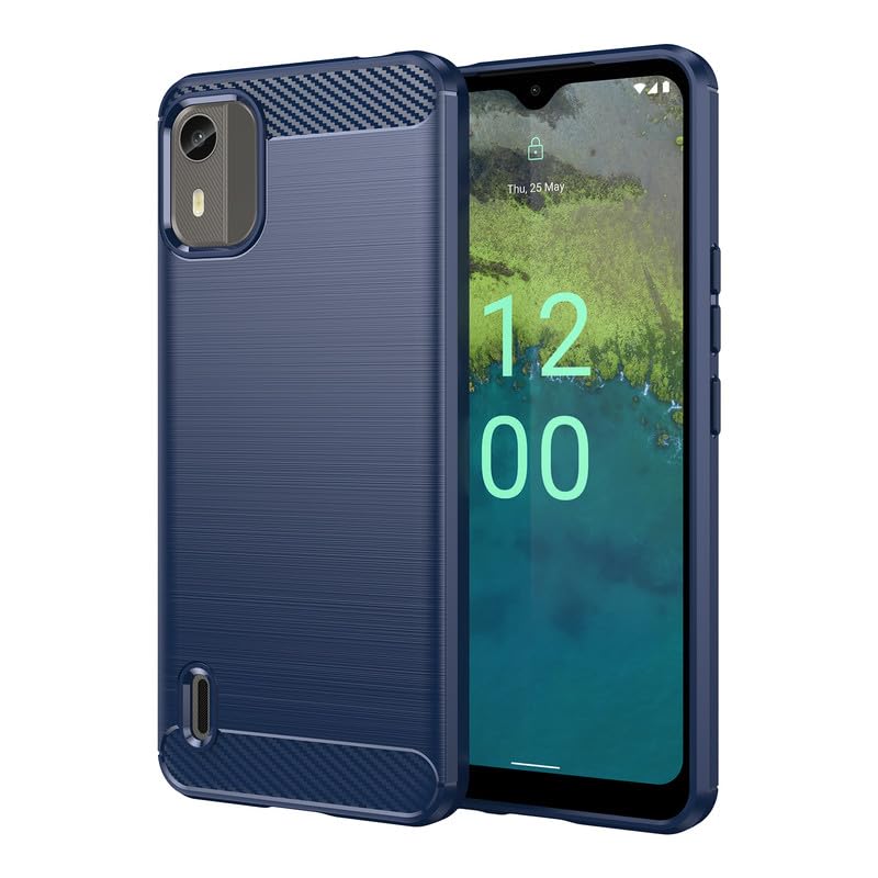 Image of Hybrid Carbon Fiber Back Case for Nokia C12 / C12 Pro (Blue)
