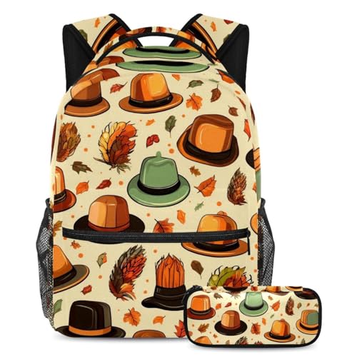 Sac à dos de Thanksgiving avec trousse à crayons multicolore pour école et voyage