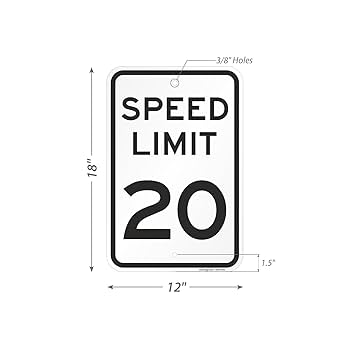 USAストリート看板　SPEED SmartSign 18 x 12 Inch Speed Limit 20 MPH Sign, 120 Mil
