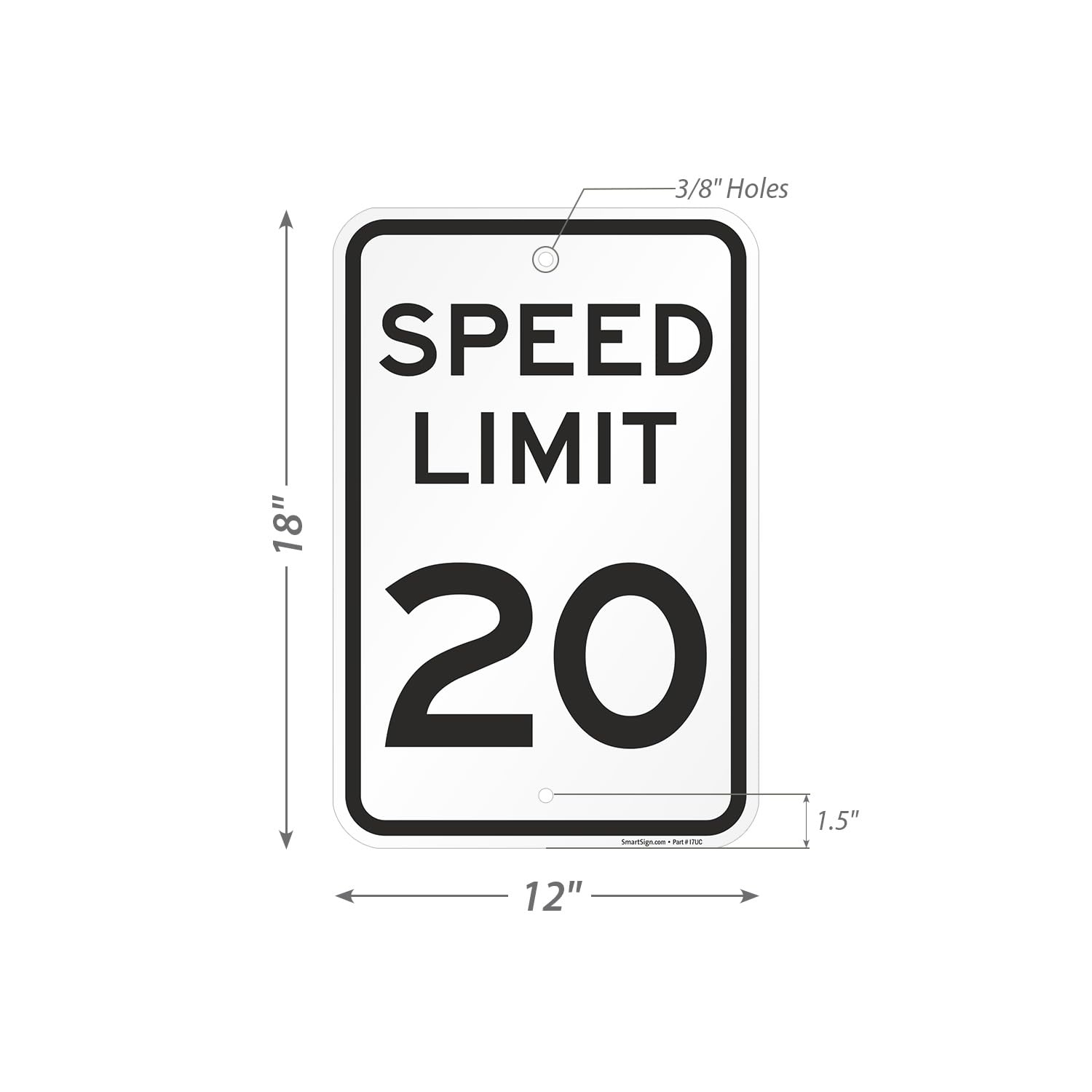 USA SPEED LIMIT20看板 SmartSign 18 x 12 Inch Speed Limit 20 MPH Sign, 120 Mil