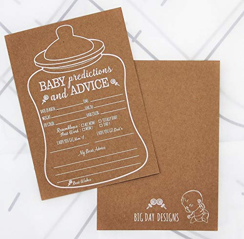 50 Rustic Prediction and Advice Cards for Baby Shower Game, New Mom & Dad Card To Be, For Girl or Boy Babies, New Parent Message Advice, Invitations card(Nursing-bottle) - Thumbnail 2