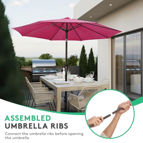 Image of JEAREY 10FT Outdoor Patio Umbrella, Market Umbrella, Rose Pink