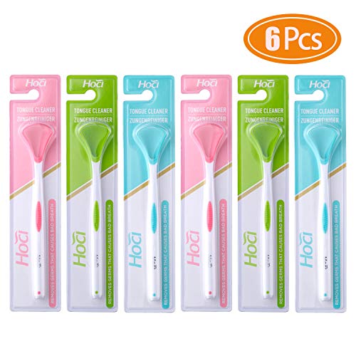 Coyong 6pcs Plastic Tongue Cleaner Brush 、Tongue Scraper for Kids and Adults.Help Fight Bad Breath