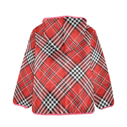 GuoChe Plaid Scotland Red Toddler Fleece Jacket With Hood2
