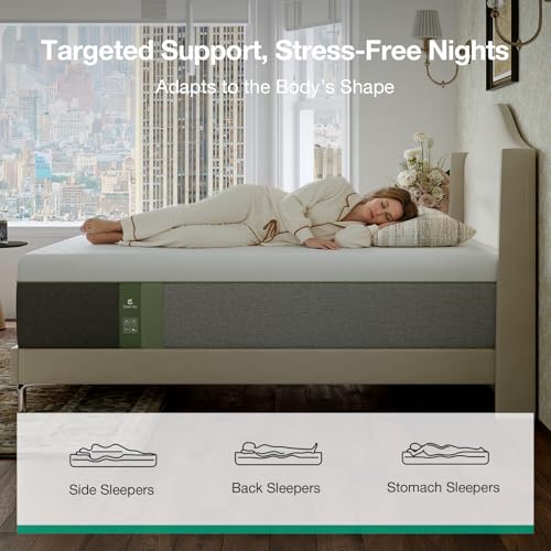 Image of Novilla Bliss Green Tea Full Size Mattress, 14 Inch Gel Memory Foam