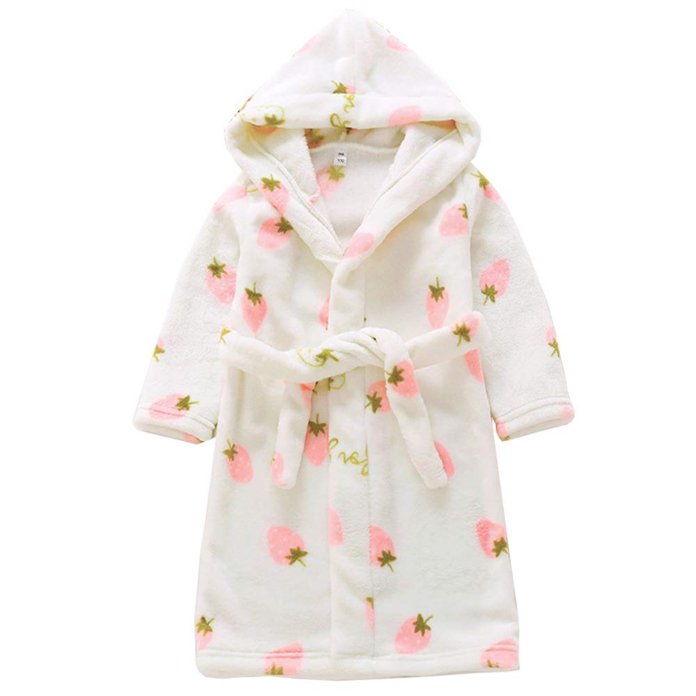 DNggAND Boys Girls Bathrobes,Toddler Boy Girl Robes,Children's Plush Soft Coral Fleece Hooded Pajamas Sleepwear for Kids