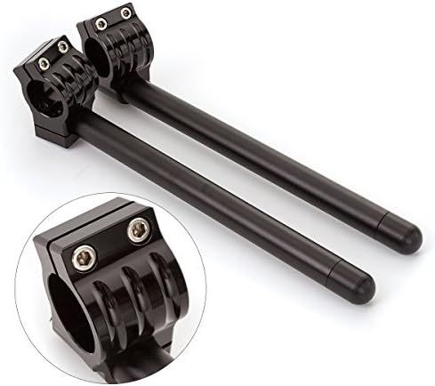 43mm 7/8" Motorcycle Aluminum CNC Regular Fork Tube Clip On Handlebar Replaceable Fit for CBR600 F4I GSXR750 YZF R6 ZX10R Universal Bike Cafe Racer Black