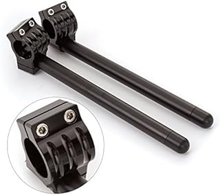 Rzmmotor 38mm 7/8" Motorcycle Aluminum CNC Regular Fork Tube Clip On Handlebar Replaceable Fit for FZR 400/600 NINJA 600/750/900 1985-1992 Universal Bike Cafe Racer Black