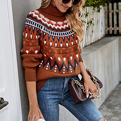 Image of JUNBOON Women's Casual Leopard Print Knitted Pullover Sweaters Long Sleeve Crew Neck Jumper Tops